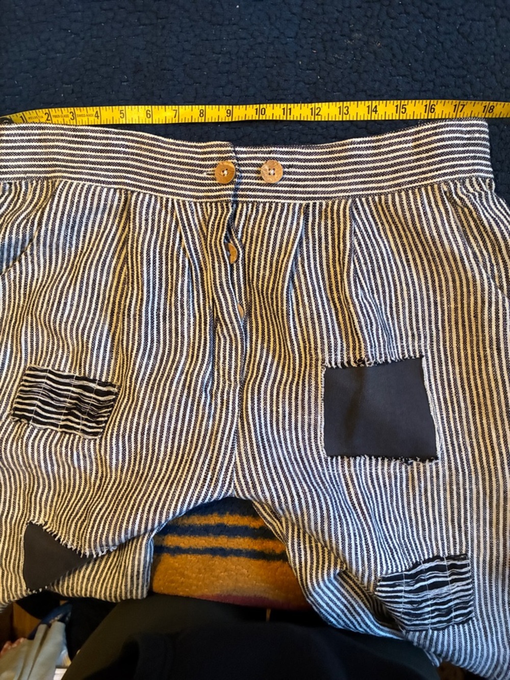NWT Paper lace Striped Patchwork Cargo Pants - Blue/White - Picture 5 of 6